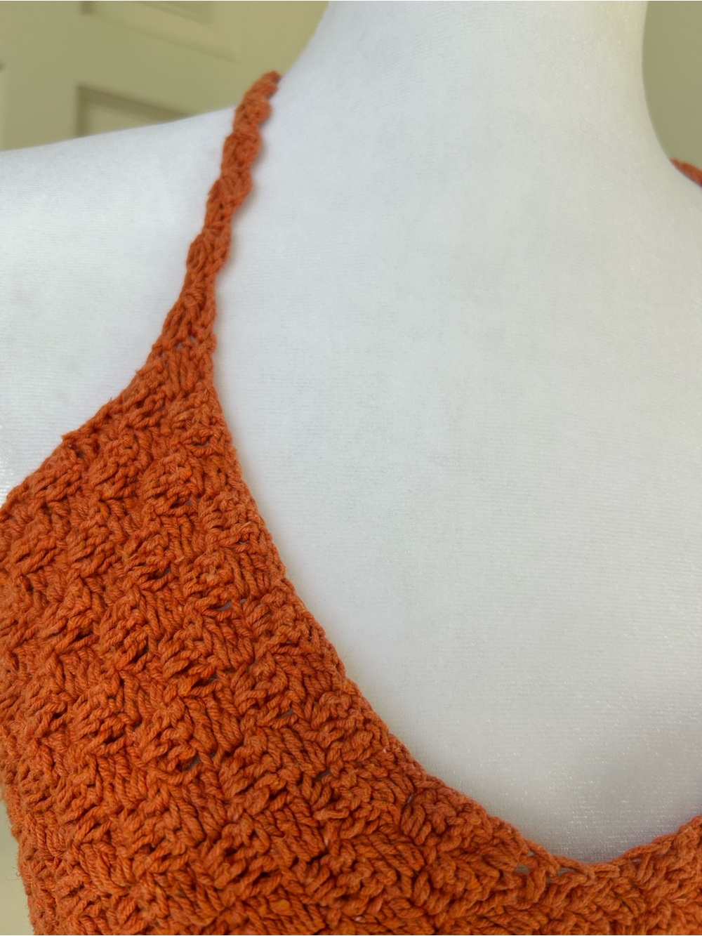 Y2K Burnt Orange Crochet Halter Top Boho Festival - Picture 4 of 8